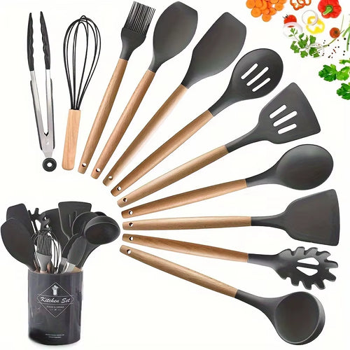 12-Piece Silicone & Wood Kitchen Utensil Set