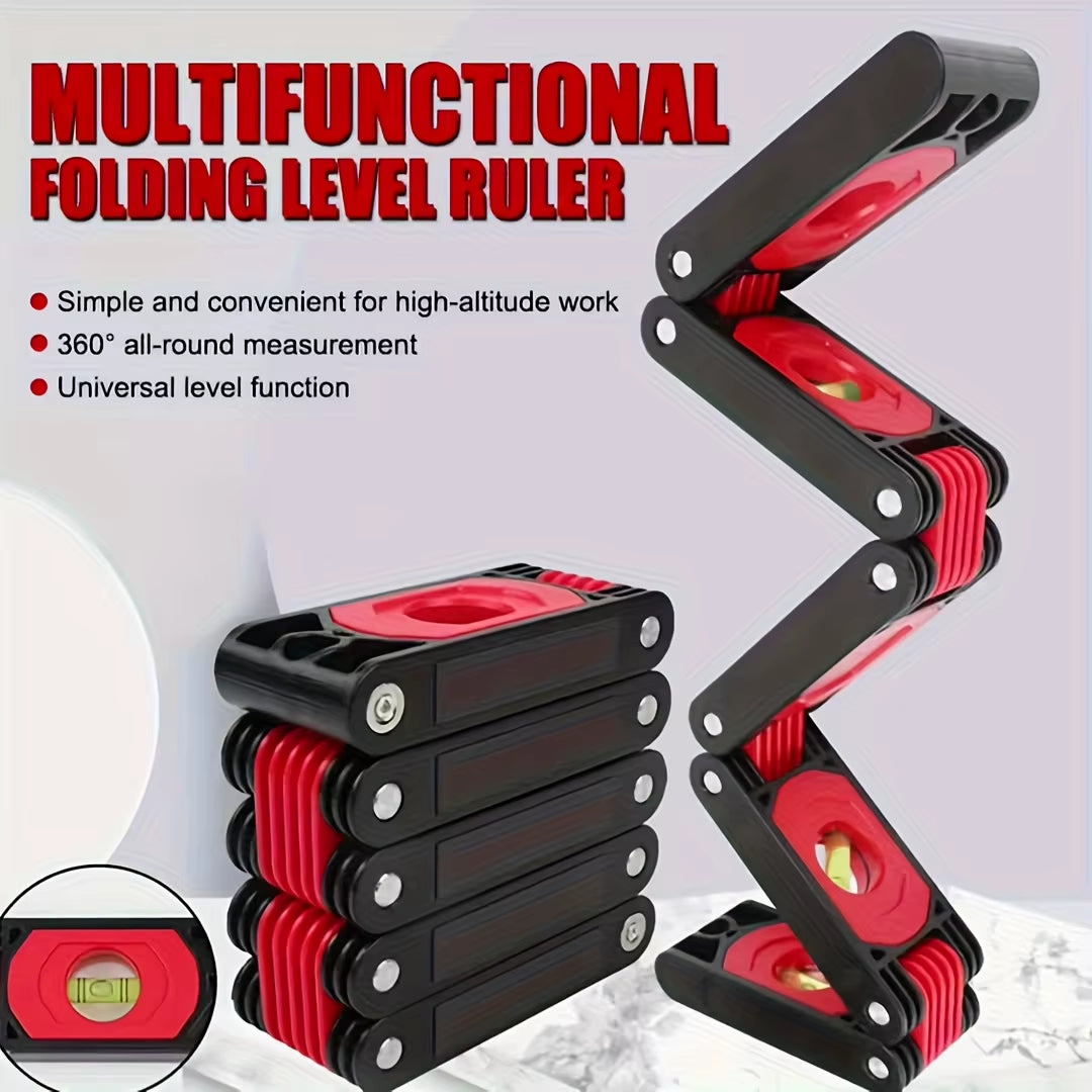Folding Ruler with Magnetic Level - Multi-Function Measuring Tool for Home & Woodwork