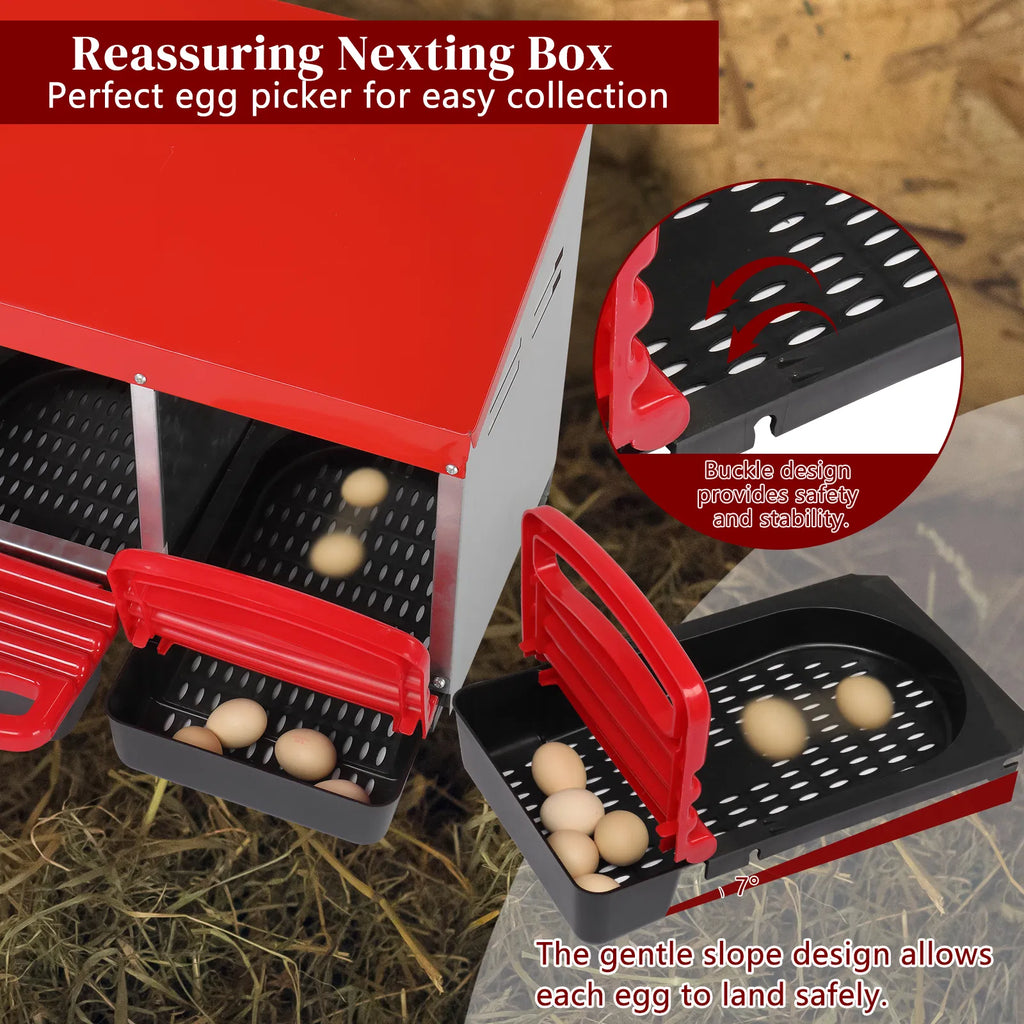 3 Compartment Roll Out Chicken Nesting Box with Plastic Baskets – image 10