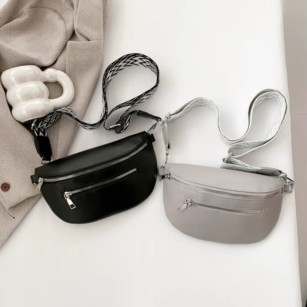 Crossbody Sling Bag Half-Moon PU Leather Chest Bag – image 6