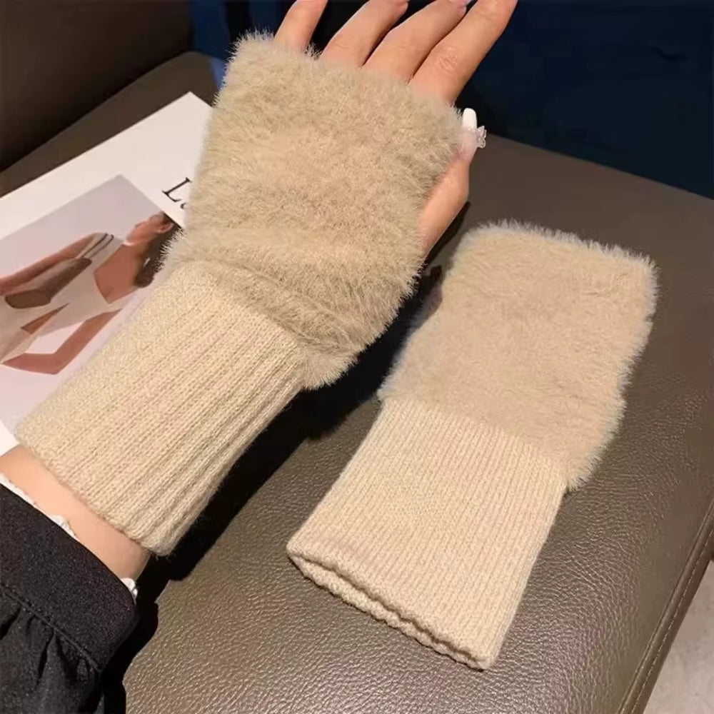 Fingerless Gloves for Women - Plush Knit Winter Wrist Warmers – image 6