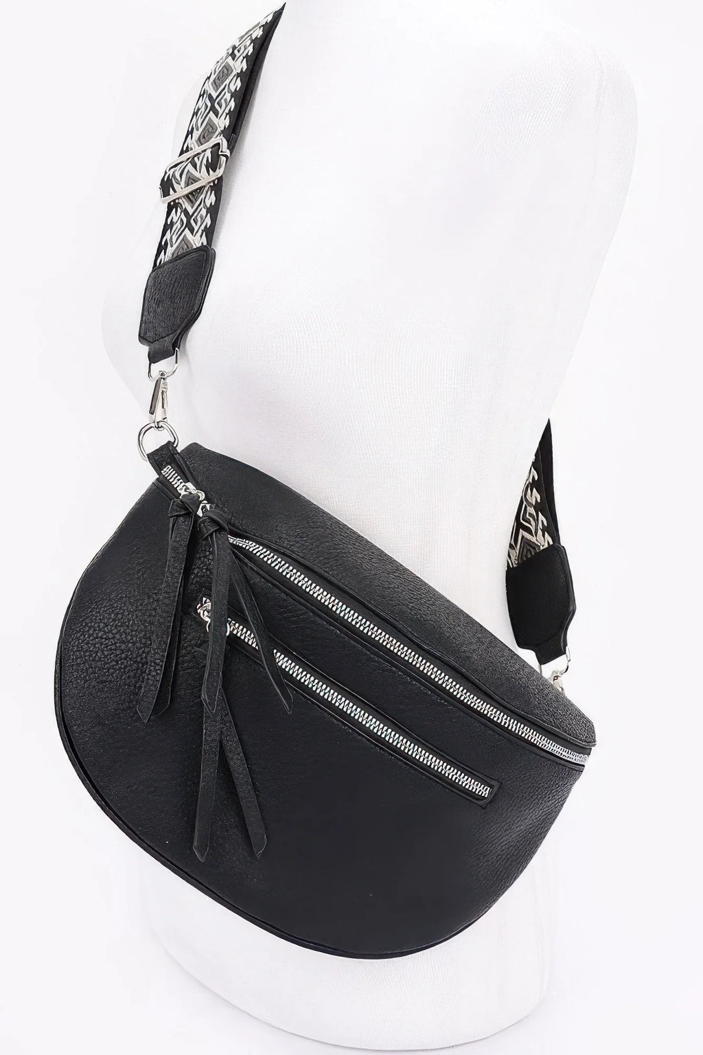 Crossbody Belt Bag – Faux Leather Zip Waist Bag, White – image 6
