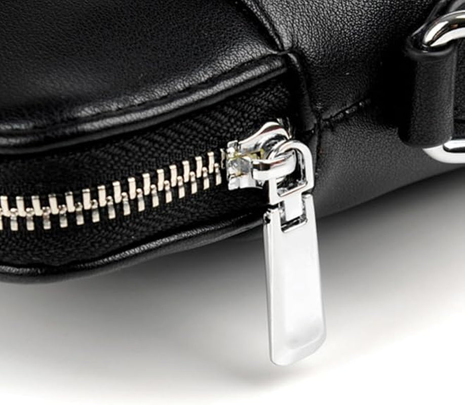 Cow Leather Laptop Briefcase Messenger Bag, Black – image 3