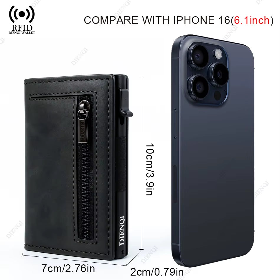 Pop-Up Card Holder Wallet, RFID Blocking Aluminum and Leather – image 4