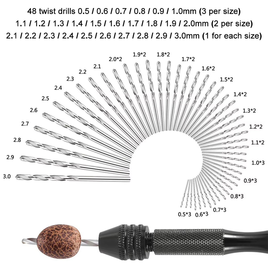 Pin Vise Hand Drill Set – 49 or 57 Pieces with Mini Bits – image 6