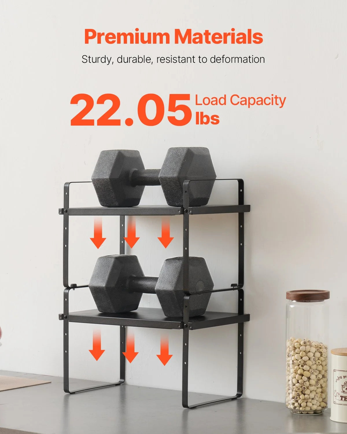 Expandable Cabinet Shelf, 2-Tier Stackable Steel Kitchen Organizer – image 2