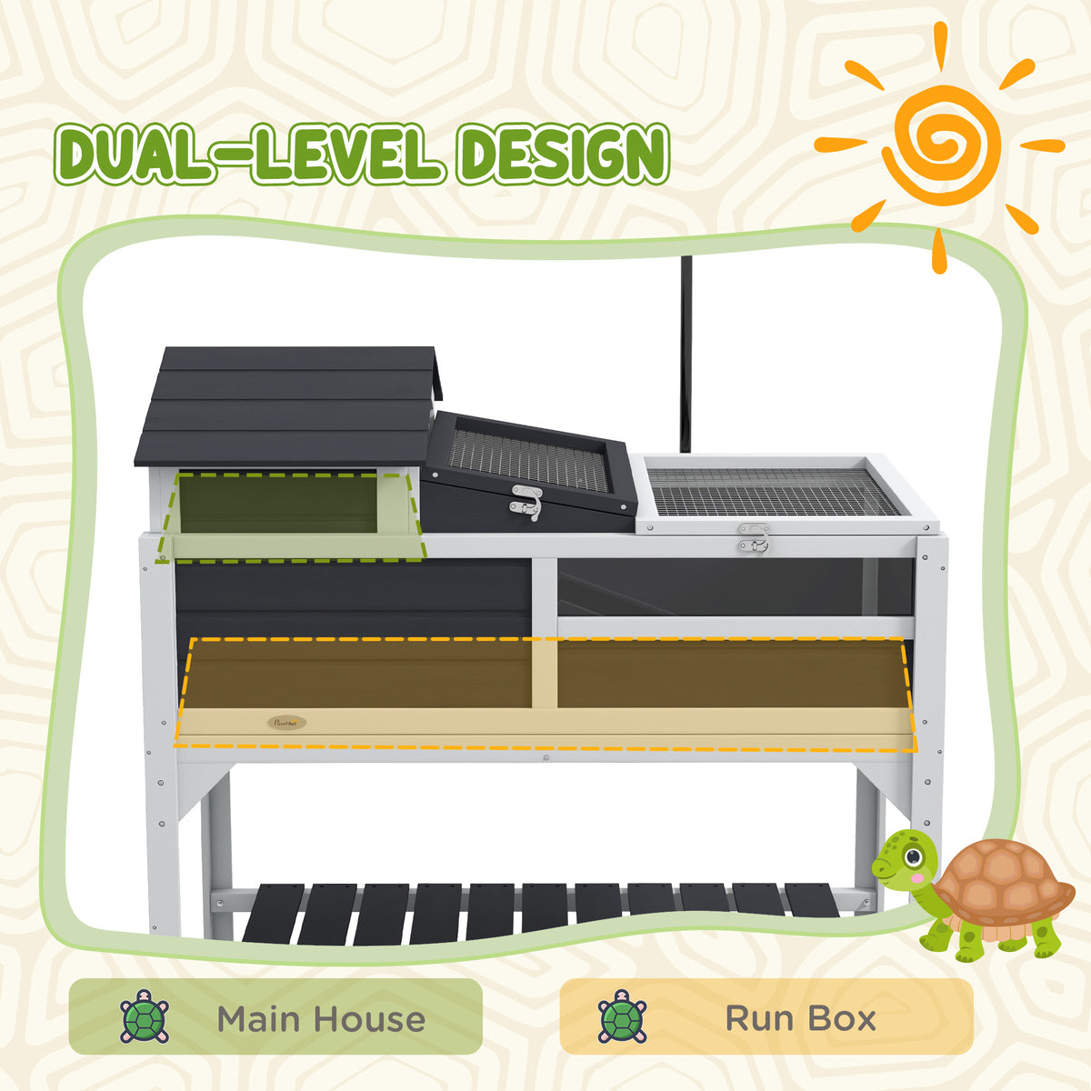 Tortoise Enclosure with Adjustable Lamp Holder, Ramp and Storage Shelf – image 4
