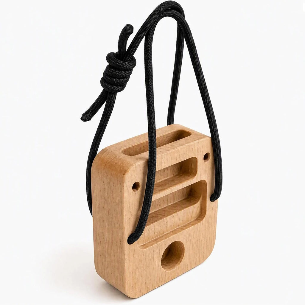 Climbing Hangboard – Portable Beech Wood Grip Trainer, 14 Holds