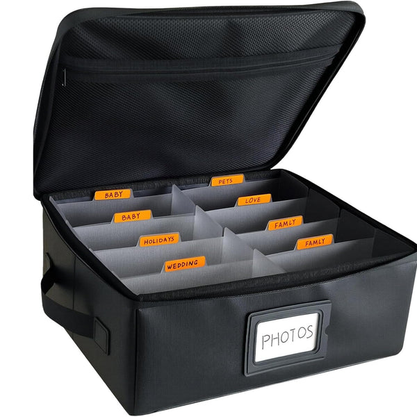 Photo Storage Box Holds 2000 4x6 Photos with Dividers & Labels