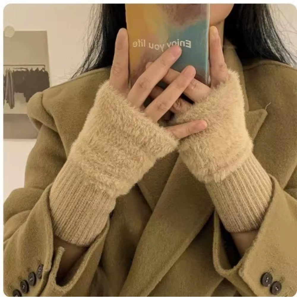 Fingerless Gloves for Women - Plush Knit Winter Wrist Warmers – image 8