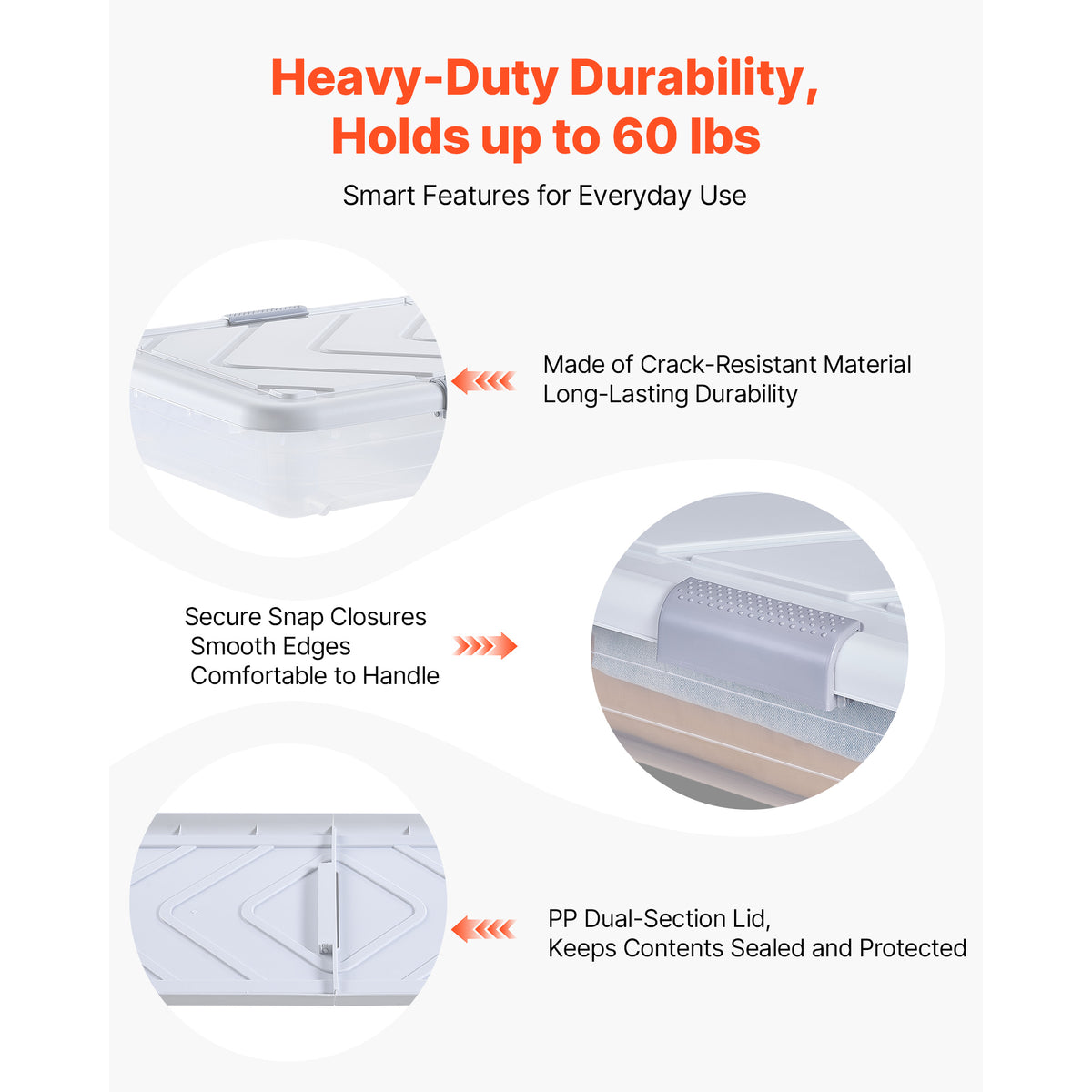Rolling Under Bed Storage Bins with Lid, 39.8 x 20.1 x 5.9 in, 2 Pack – image 5