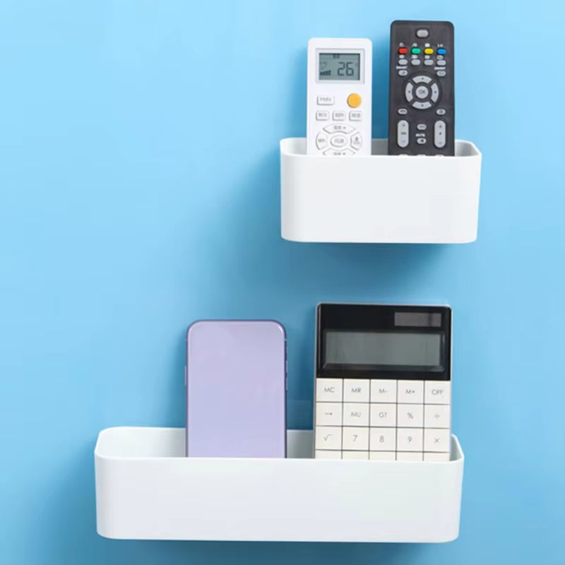 Wall Mounted Storage Box – Adhesive Shelf Organizer, White or Gray – image 2