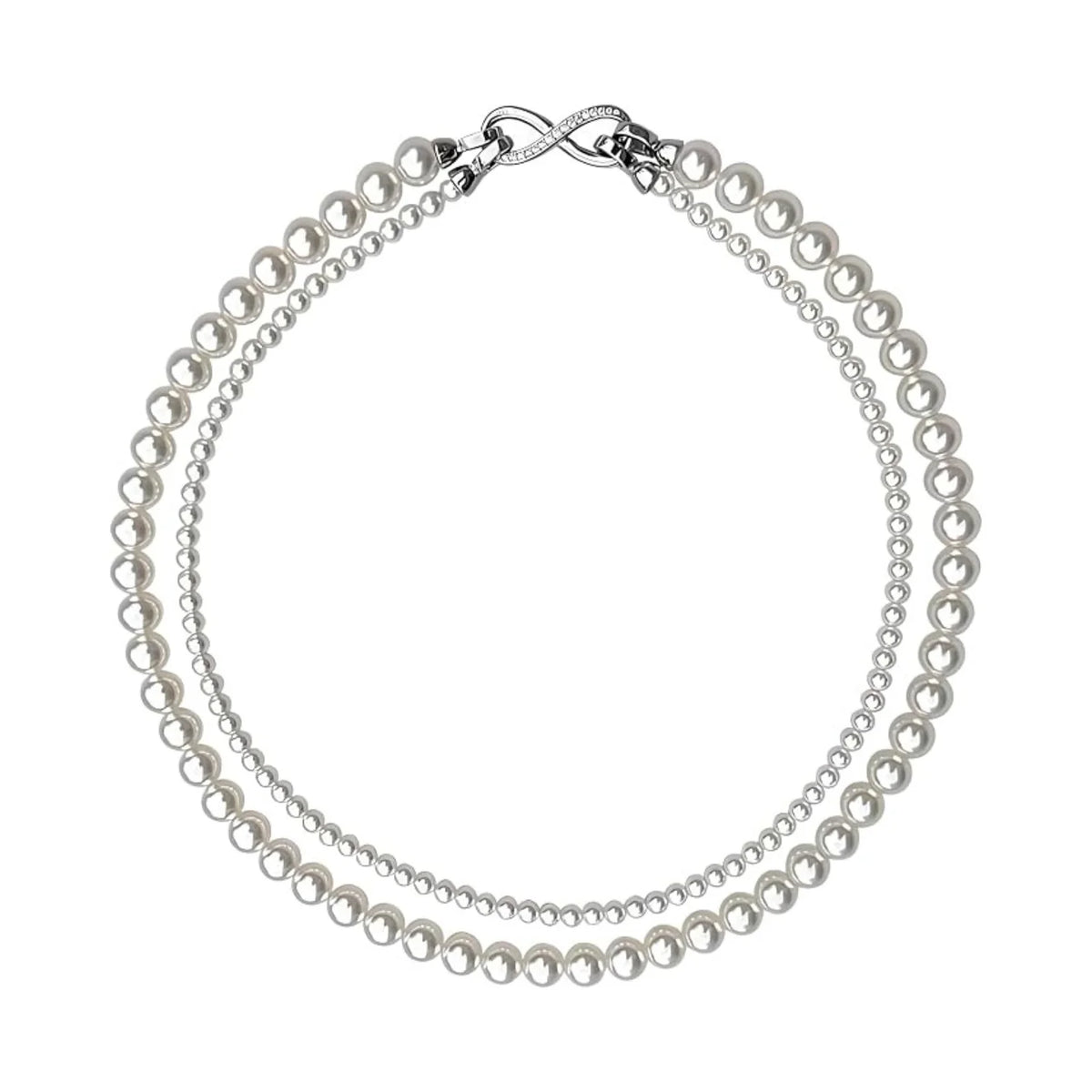 Double Layer Pearl Necklace - Sterling Silver with Gift Box