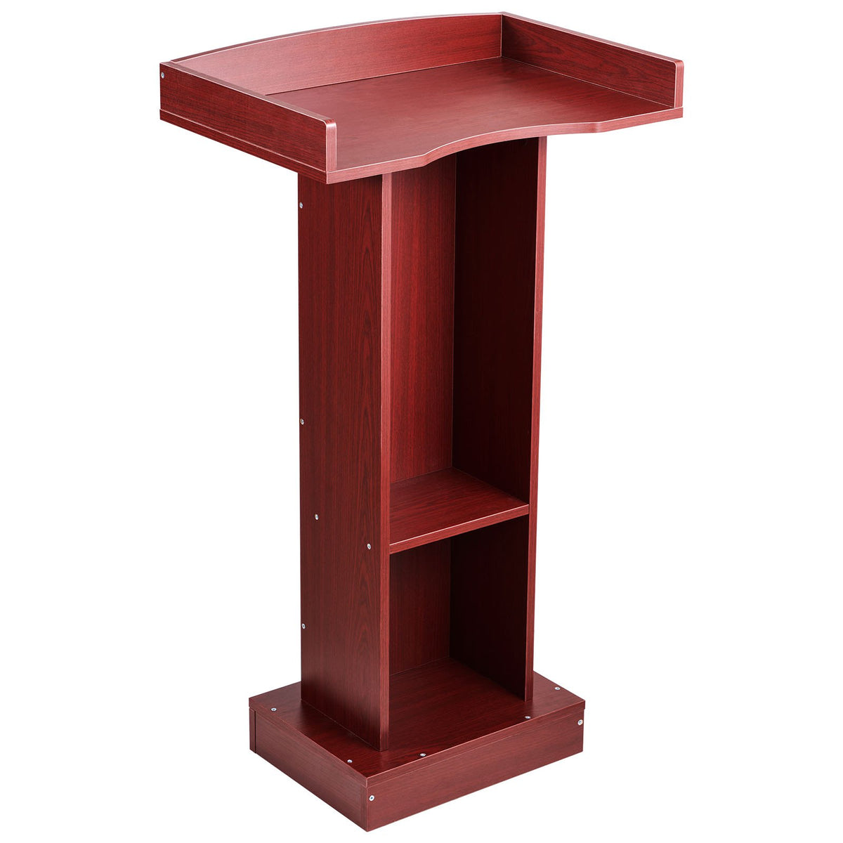 Wooden Lectern Podium Stand, 41 Inch, with Storage Shelf, Brown – image 2