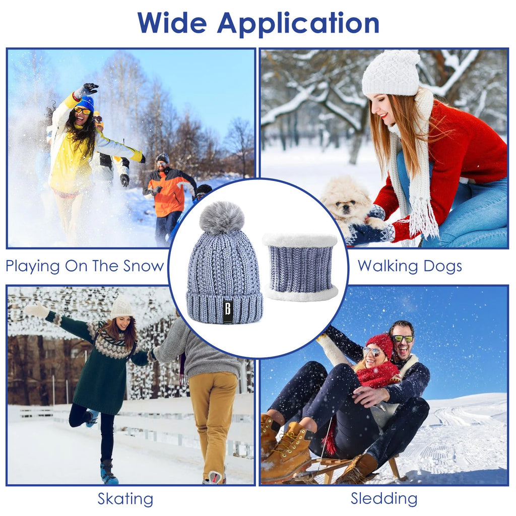 Beanie and Scarf Set, Fleece-Lined Knit Winter Hat & Neck Warmer – image 7