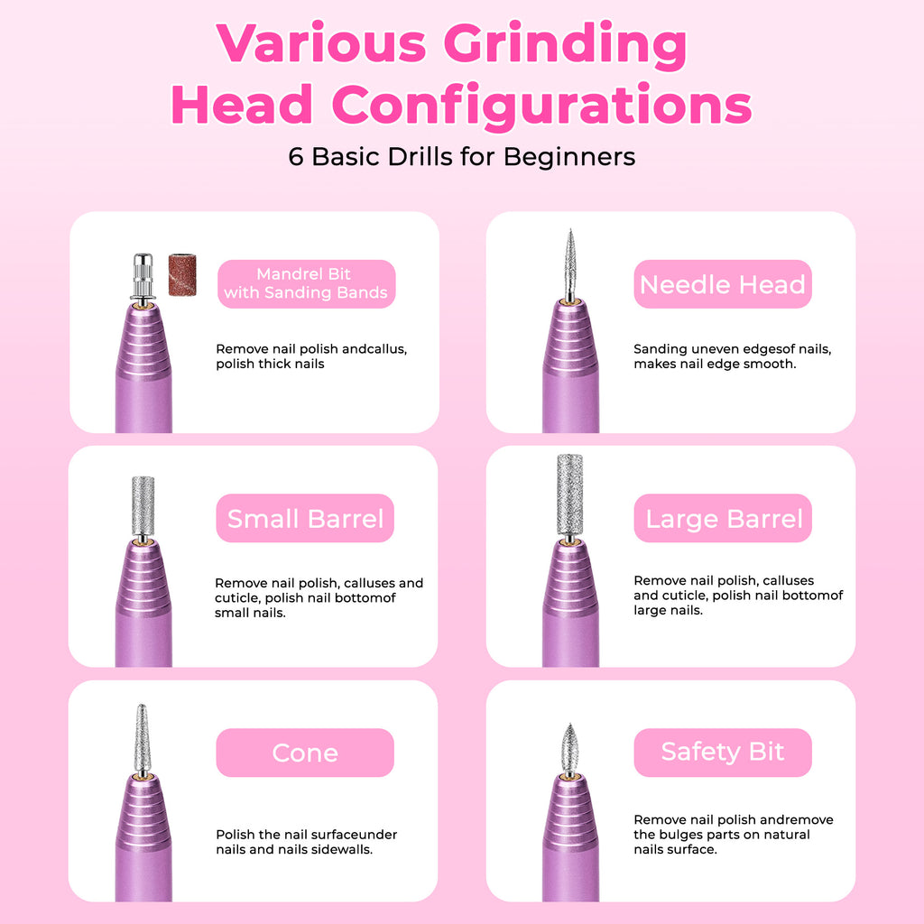 Electric Nail Drill – USB Portable Nail File Kit, Rose Gold – image 4