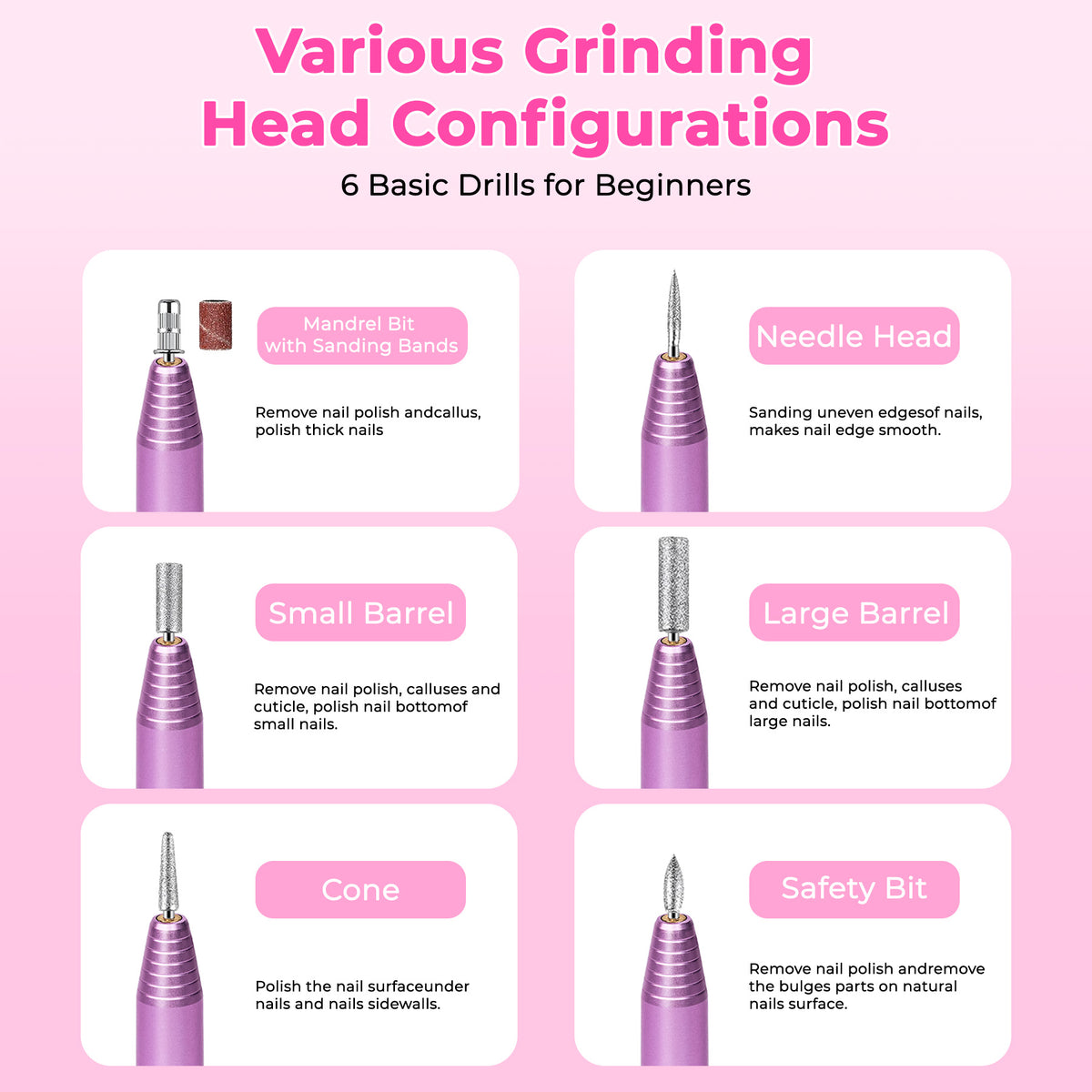 Electric Nail Drill – USB Portable Nail File Kit, Rose Gold – image 4
