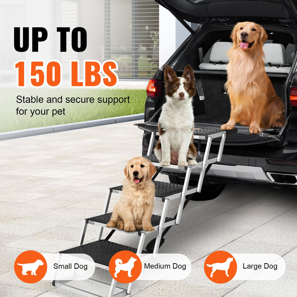 5-Step Folding Dog Stairs for Cars, Aluminum Pet Steps, 150 lb – image 4