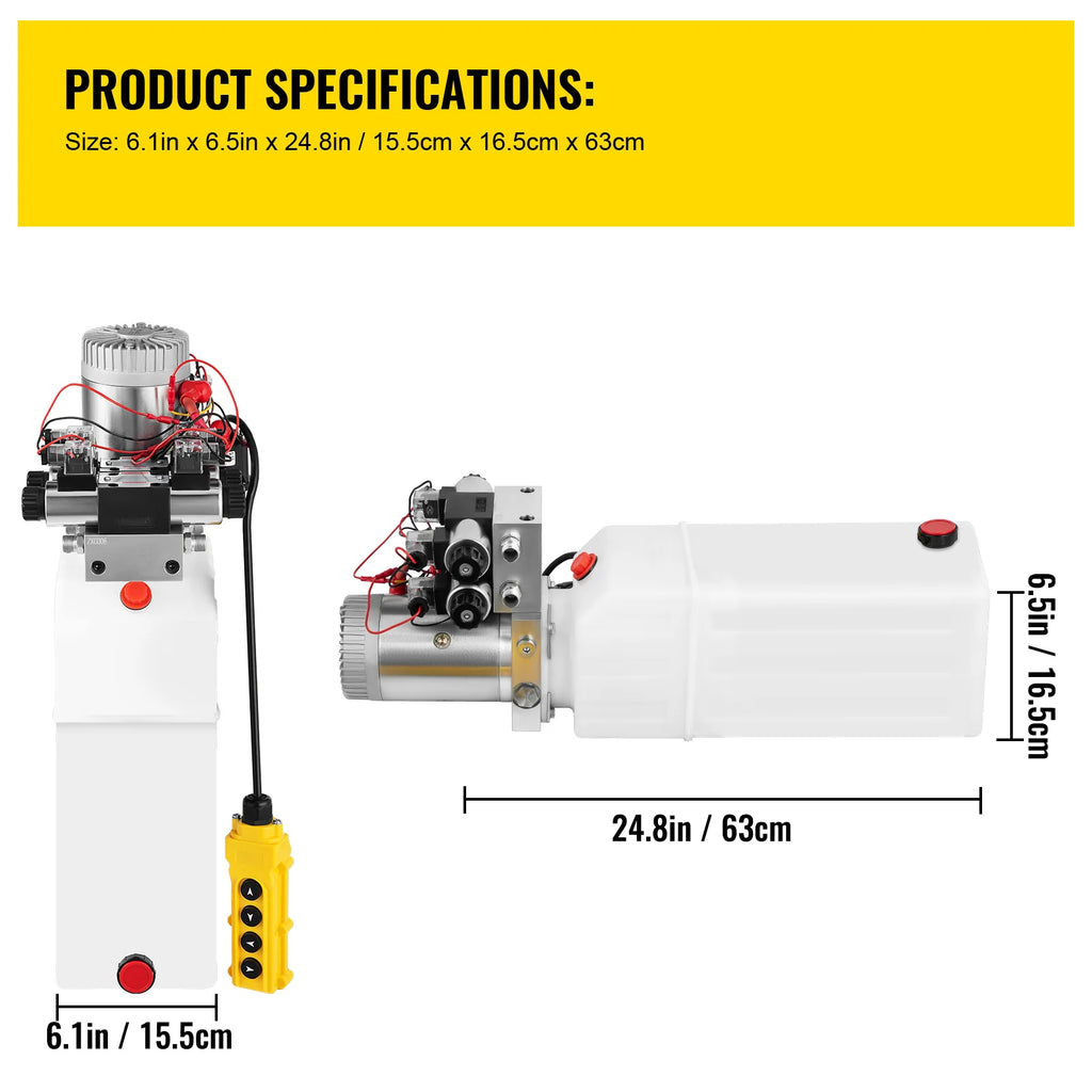 Dump Trailer Hydraulic Pump 12V – Double Acting Power Unit, 8 Qt – image 7