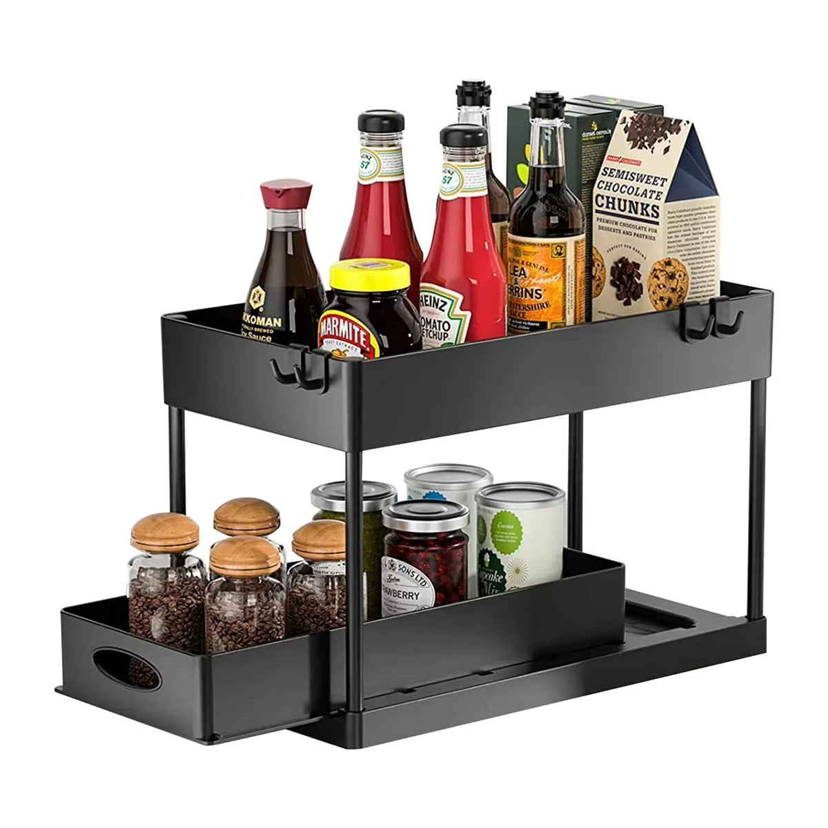 Under Sink Organizer - 2 Tier Sliding Pull-Out Basket Rack – image 3