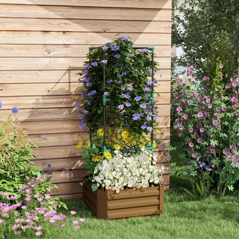 Square Raised Garden Bed with Tomato Cage Trellis, 24 x 24 in Steel – image 2