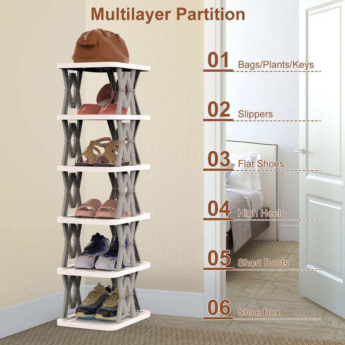 6-Tier Foldable Vertical Shoe Rack – image 18