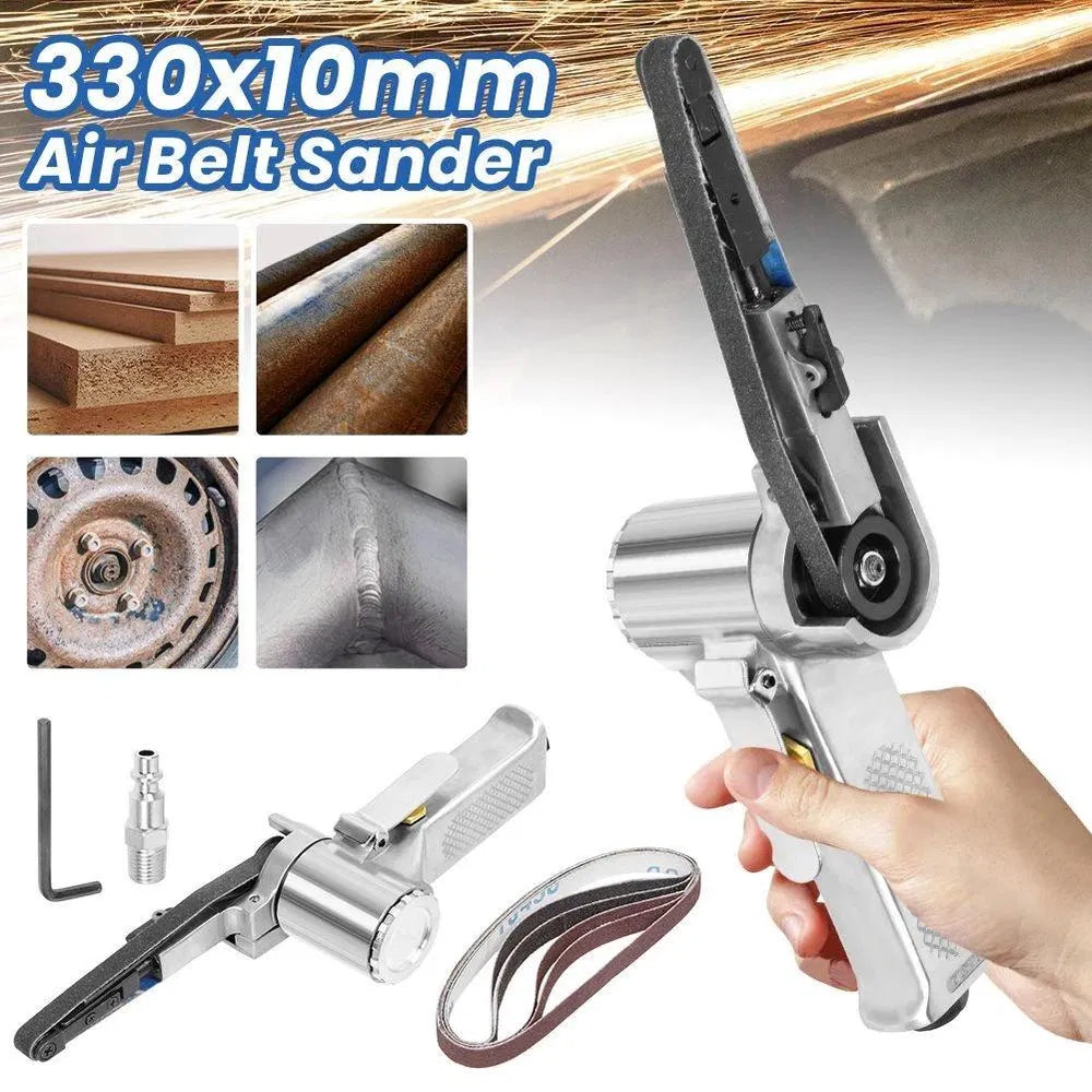 Pneumatic Belt Sander 10 mm with 5 Sanding Belts, 16,000 RPM – image 1