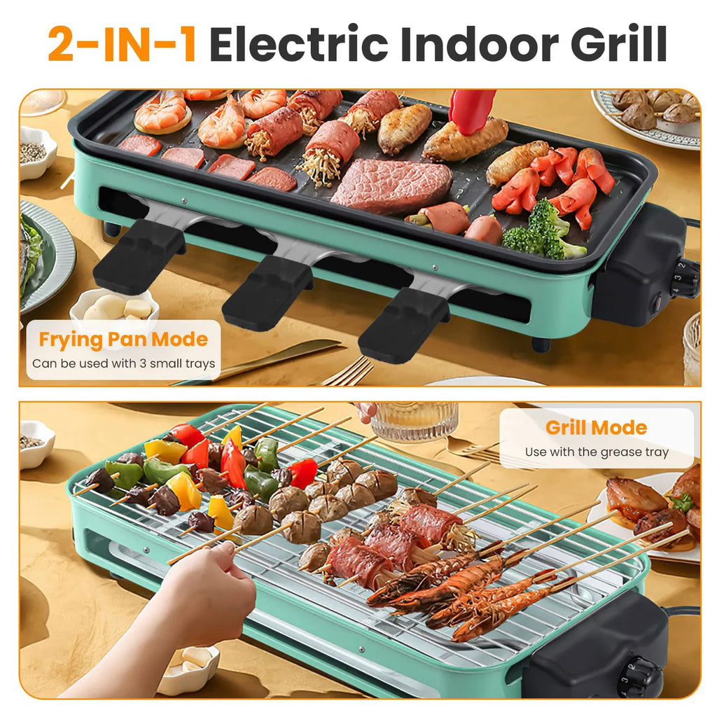 2-in-1 Electric Grill and Crepe Maker, 2000W with 3 Raclette Trays – image 11