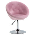 Pink Tufted Swivel Vanity Chair with Chrome Base, Height Adjustable – image 1