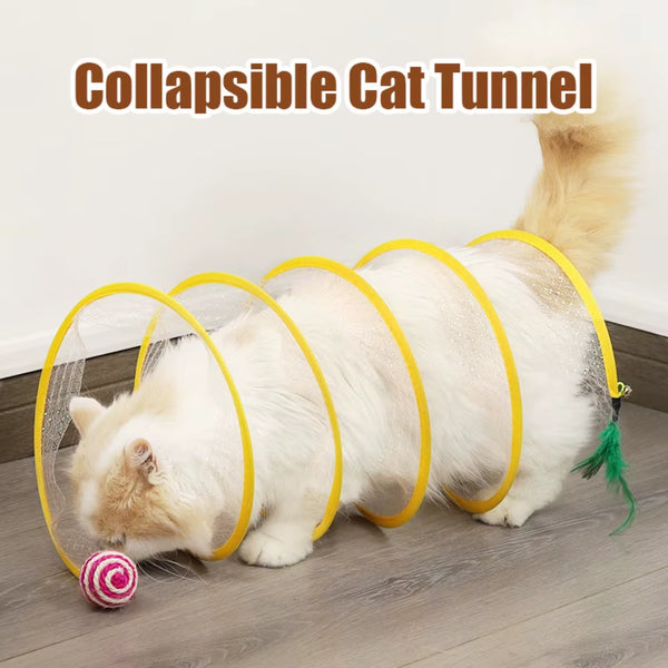 S-Shaped Cat Tunnel - Foldable Play Tube with Ball