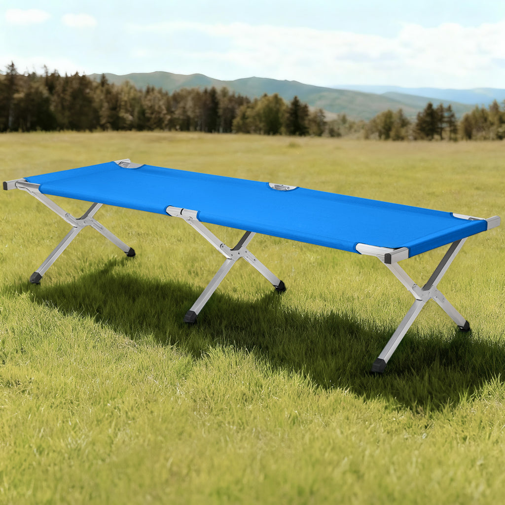 Aluminum Folding Camping Cot with Carry Bag, Blue – image 2