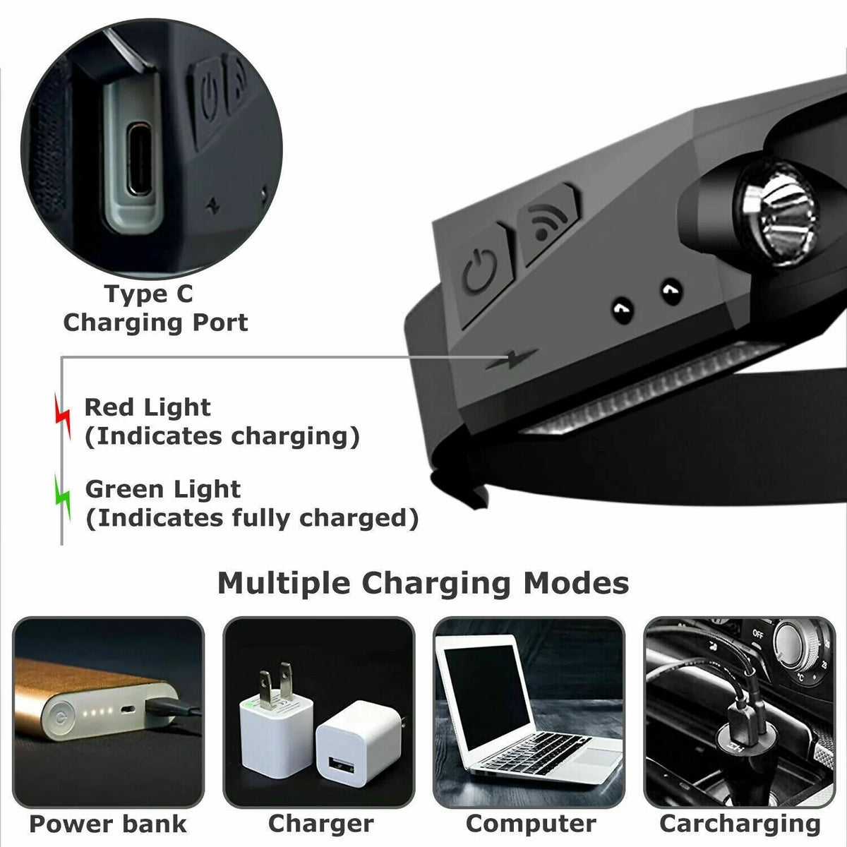 COB LED Headlamp – USB Rechargeable Work Light – image 2