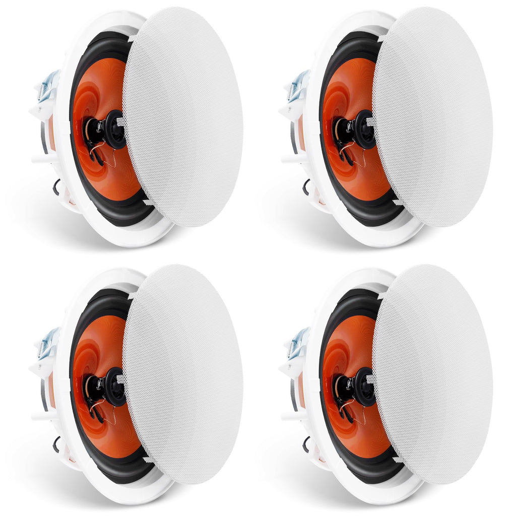 8 Inch In-Ceiling Speakers 4 Pack, 100W 2-Way Flush Mount, White – image 2
