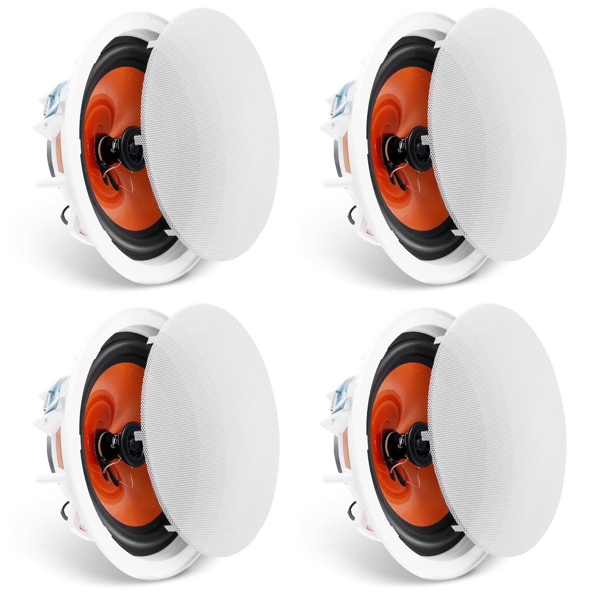 8 Inch In-Ceiling Speakers 4 Pack, 100W 2-Way Flush Mount, White – image 2