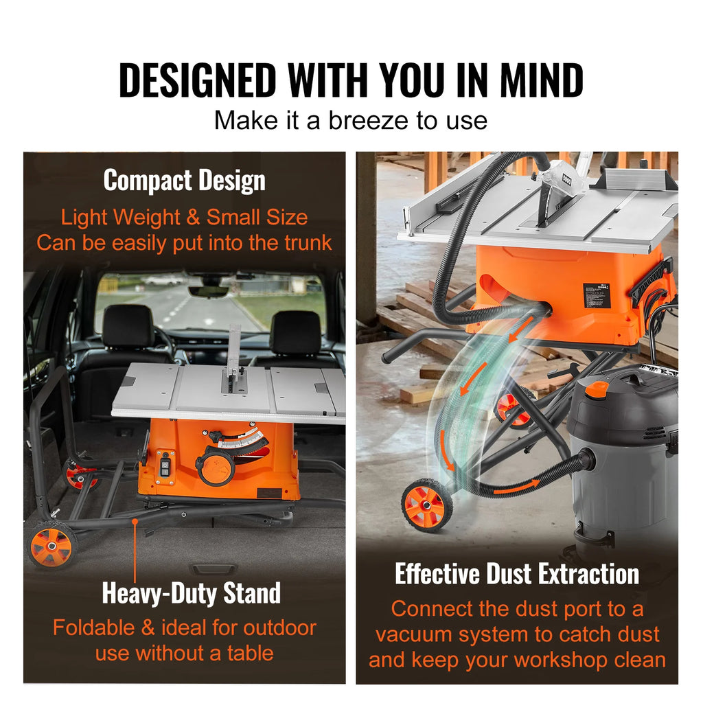 Table Saw with Stand, 10 in 15 Amp Jobsite Saw with 25 in Rip – image 5