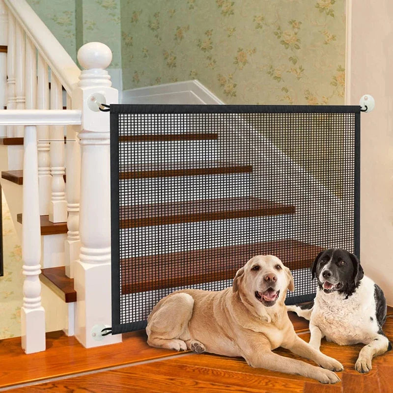 Folding Mesh Pet Gate – Portable Dog Barrier with 4 Hooks – image 2