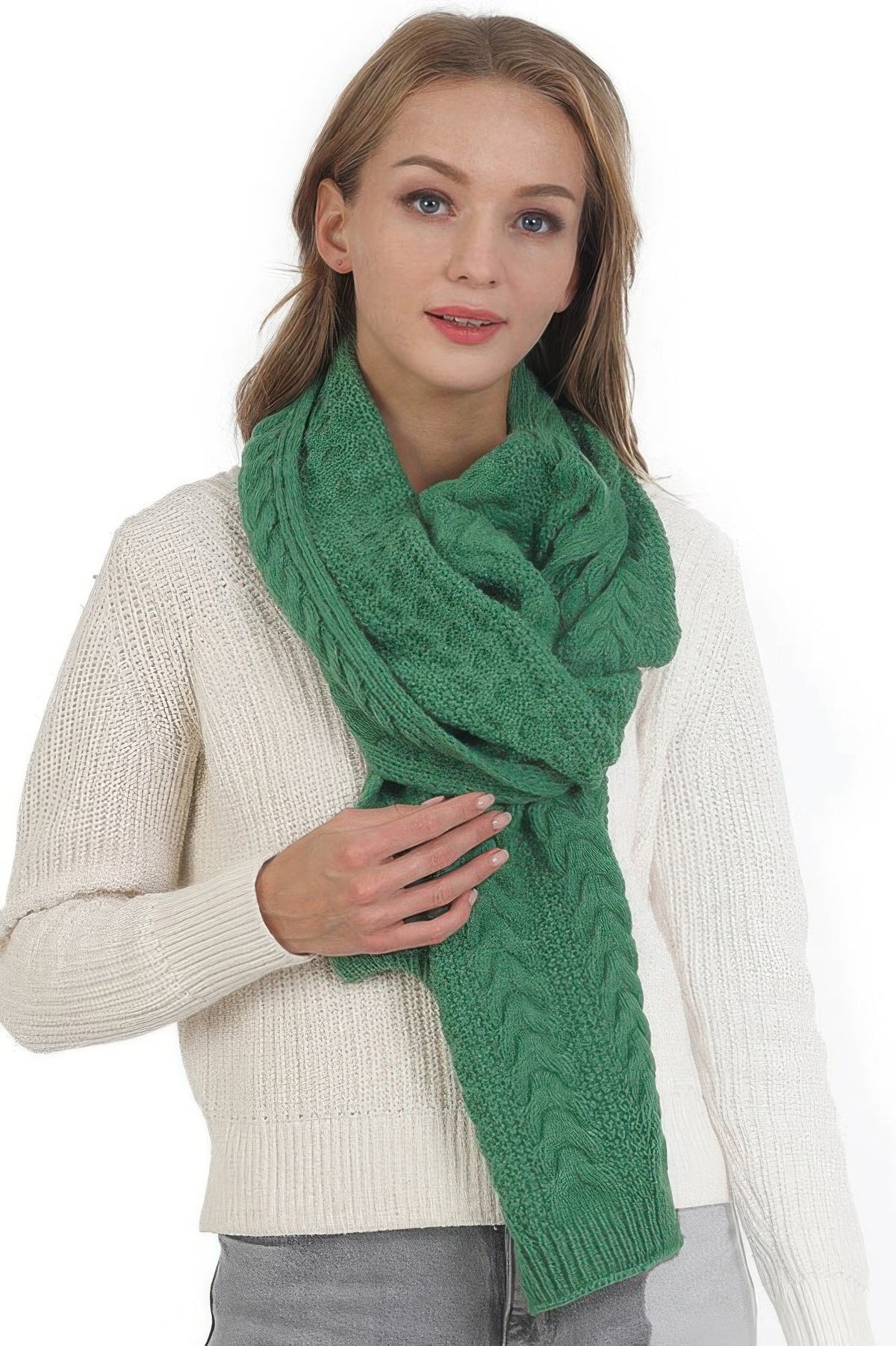 Cable Knit Scarf – Solid Color Winter Scarf – image 2