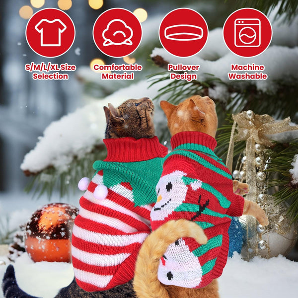 Dog Christmas Sweater Turtleneck Snowman Knit Pet Holiday Outfit