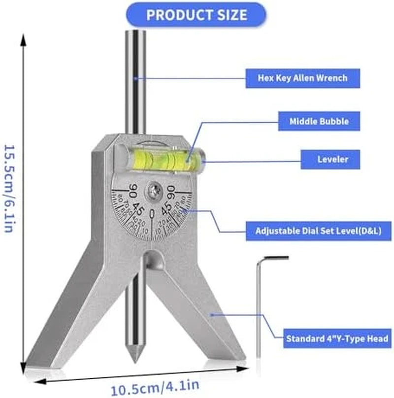 Pipe Center Finder, 4 in Y-Head Centering Tool with Bubble Protractor – image 6
