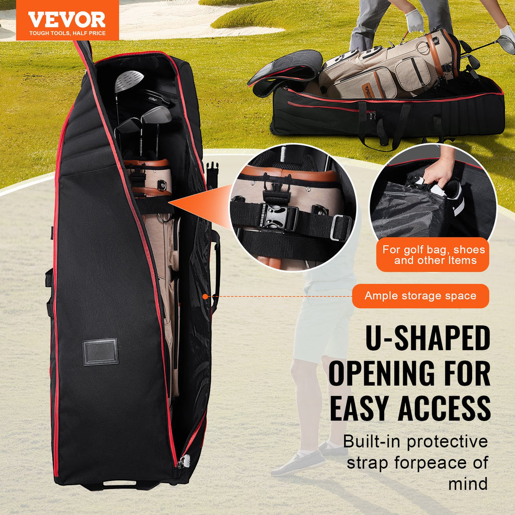 Padded Golf Travel Bag With Wheels, 1000D Nylon Airline Cover – image 2