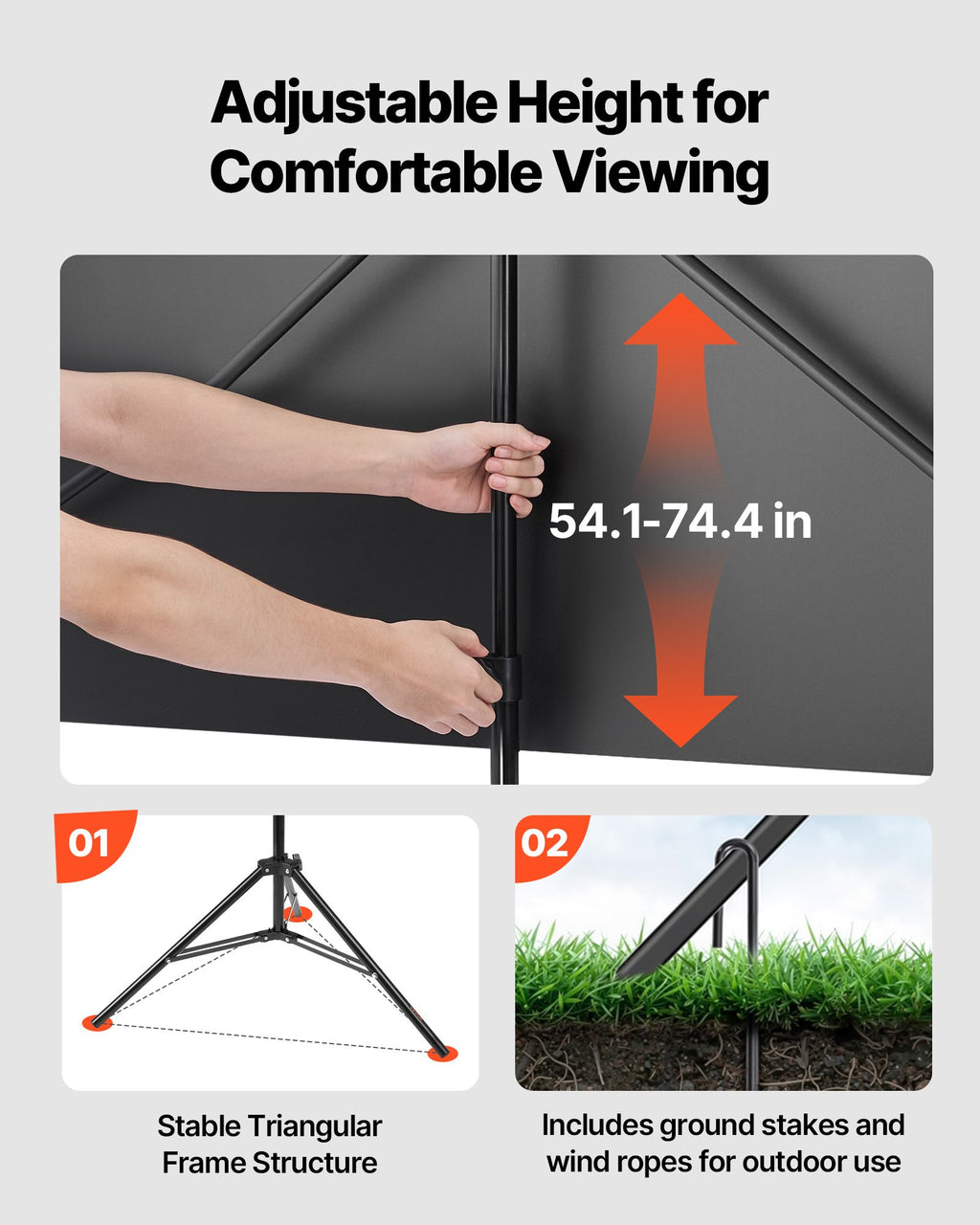80 in Projector Screen with Tripod Stand, 16:9 Portable Foldable – image 4
