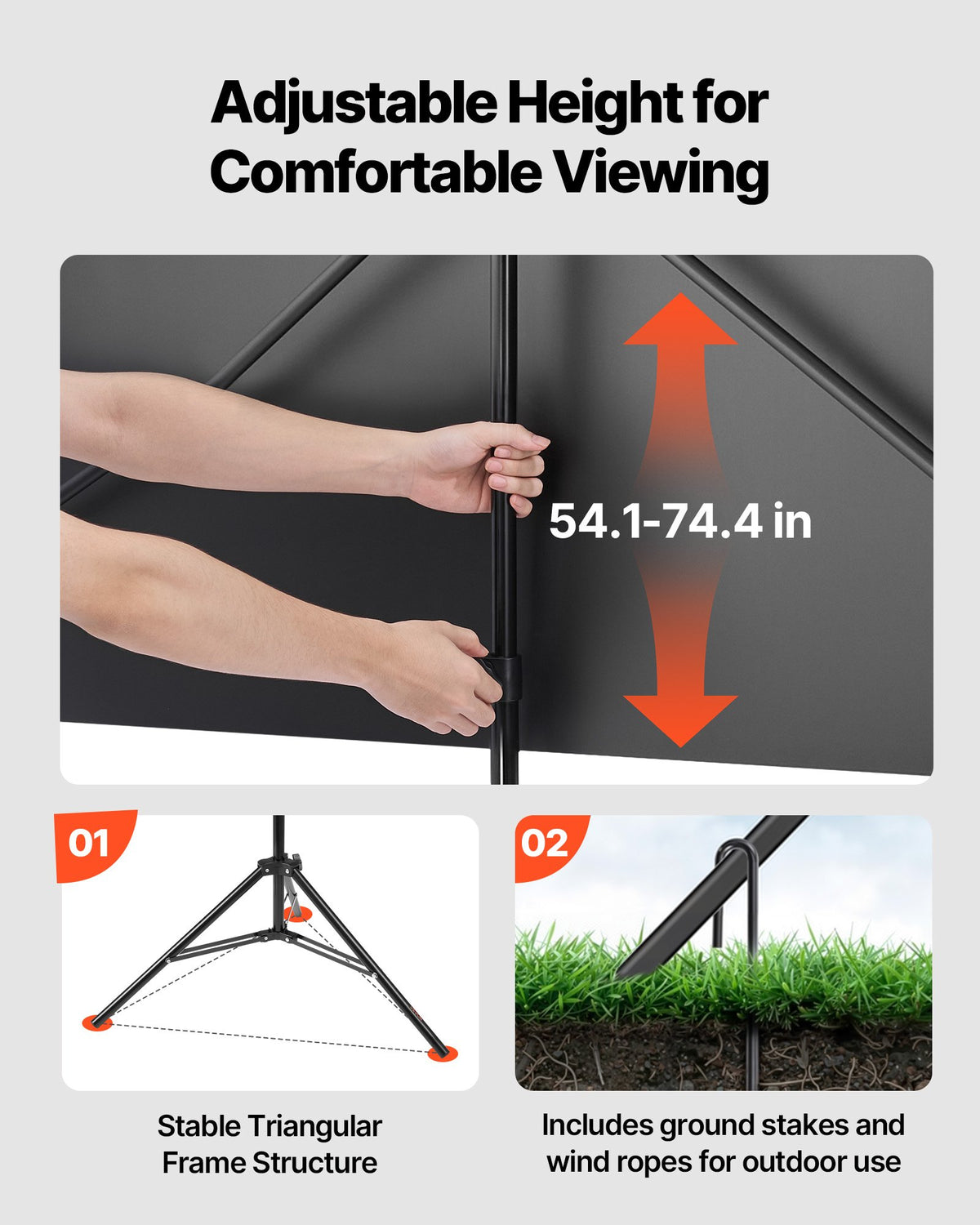 80 in Projector Screen with Tripod Stand, 16:9 Portable Foldable – image 4
