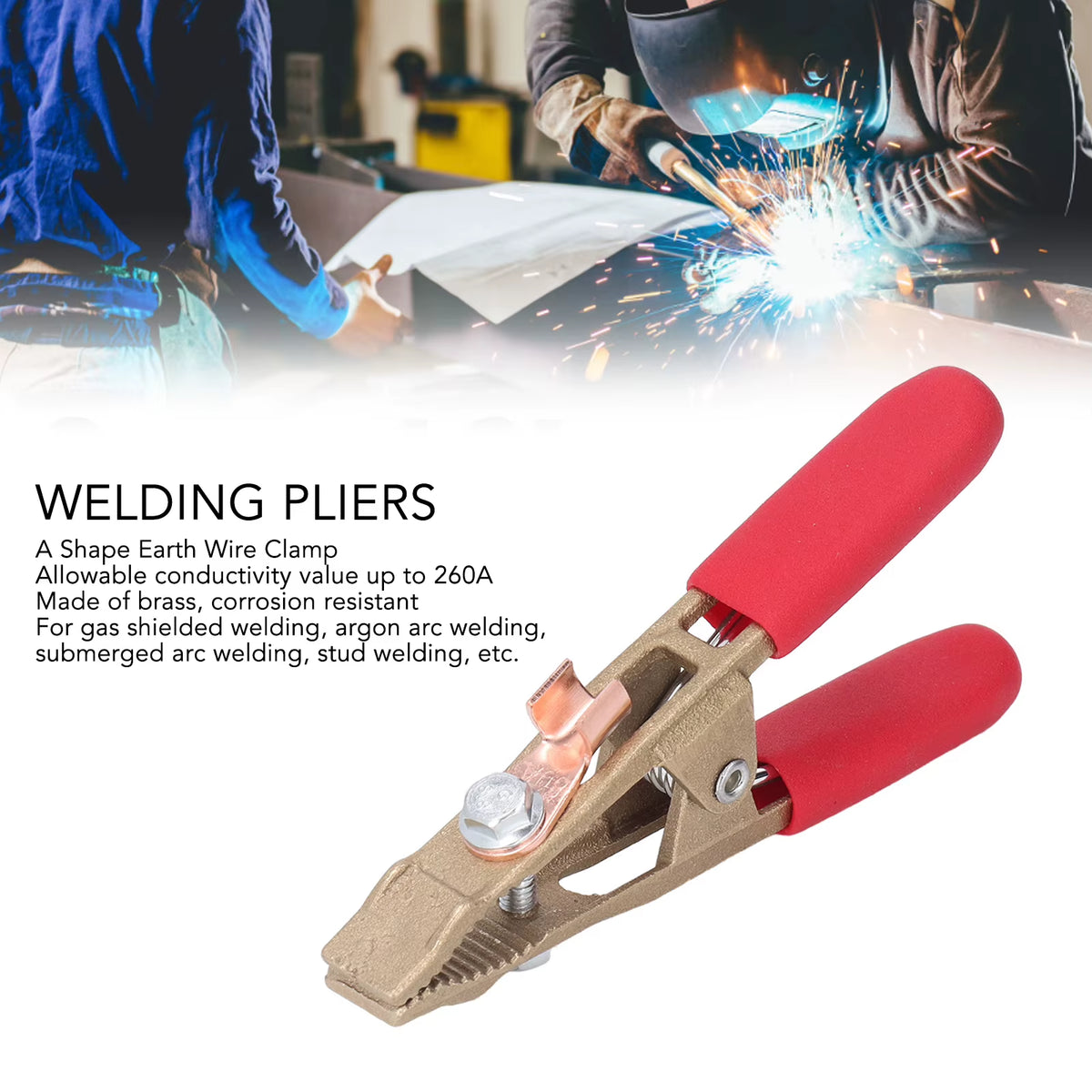Welding Ground Clamp, Brass A-Shape Earth Clamp 260A