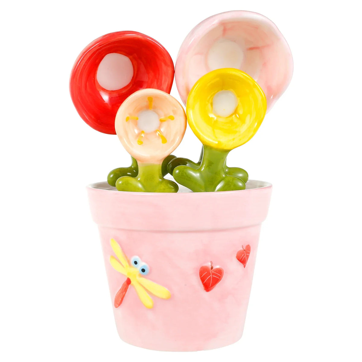 Ceramic Measuring Spoons - 4 Piece Flower Set with Base – image 8