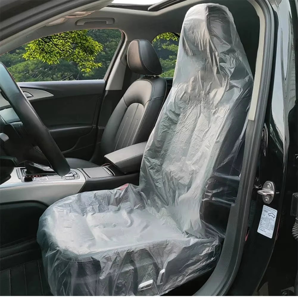 Disposable Car Seat Covers 100-Pack, Clear Plastic Seat Protectors – image 2