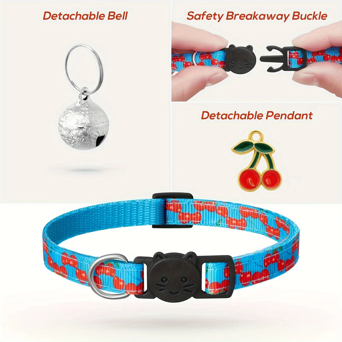 Breakaway Cat Collars 7-Pack - Fruit Pattern Kitten Collars with Bells – image 4