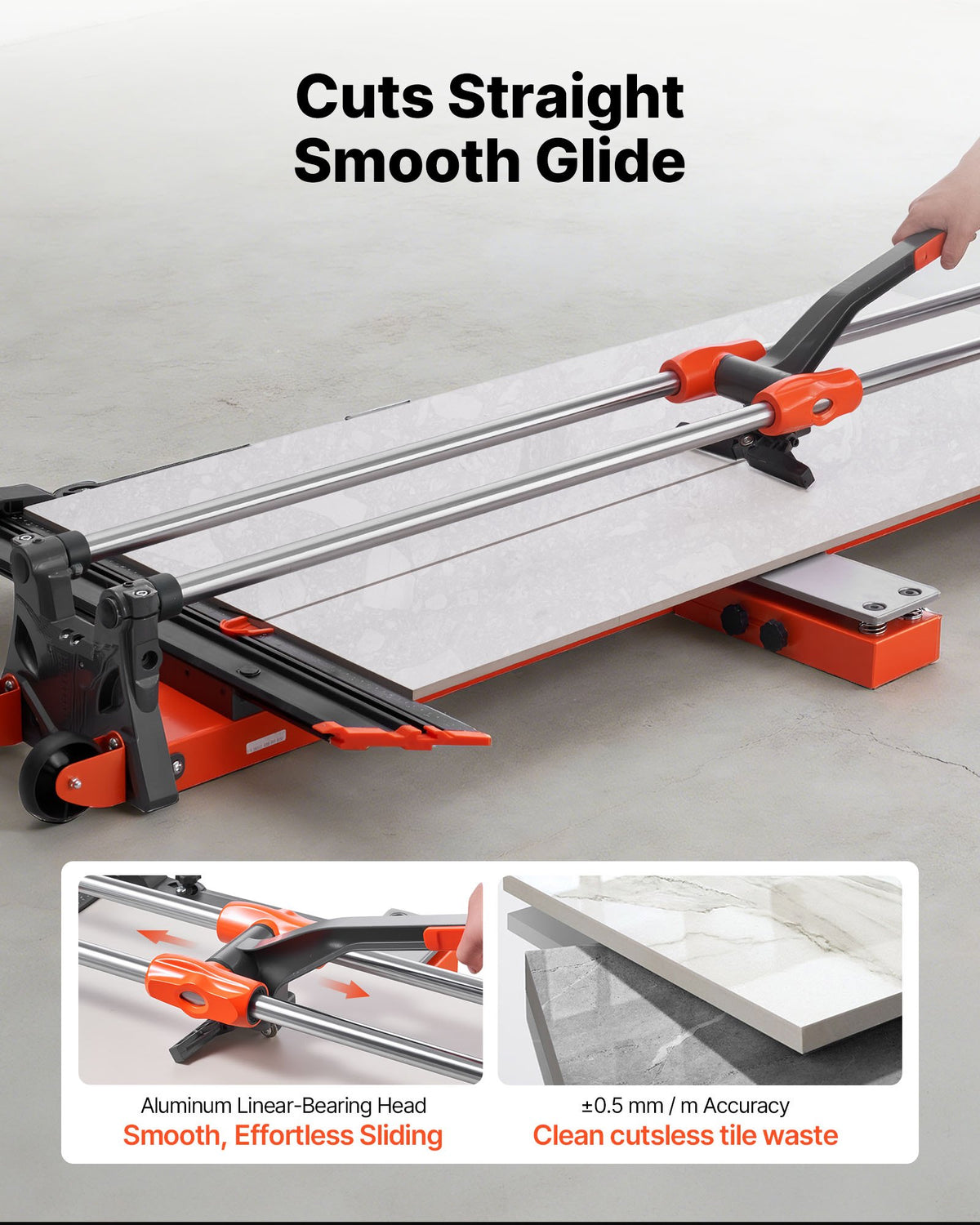 Manual Tile Cutter 47.2 in with Spring-Loaded Base and Angle Fence – image 2