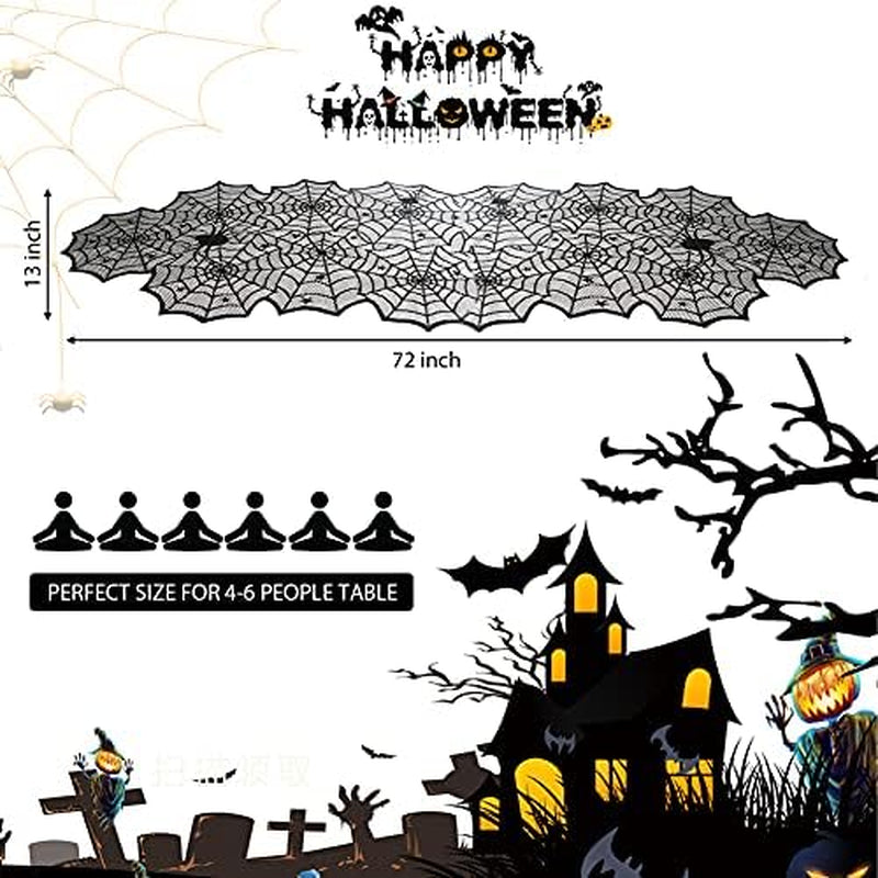 Halloween Table Runner – Black Lace Spider Web, 18 x 72 in – image 4