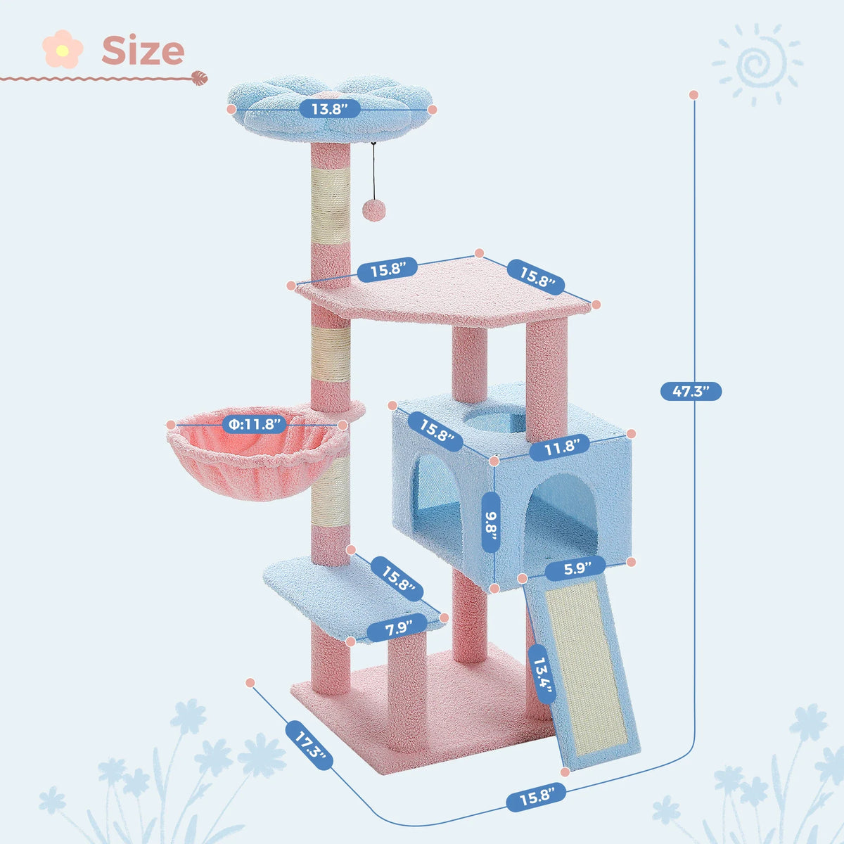 Flower Cat Tree – Multi-Level Cat Tower with Sisal Posts – image 10