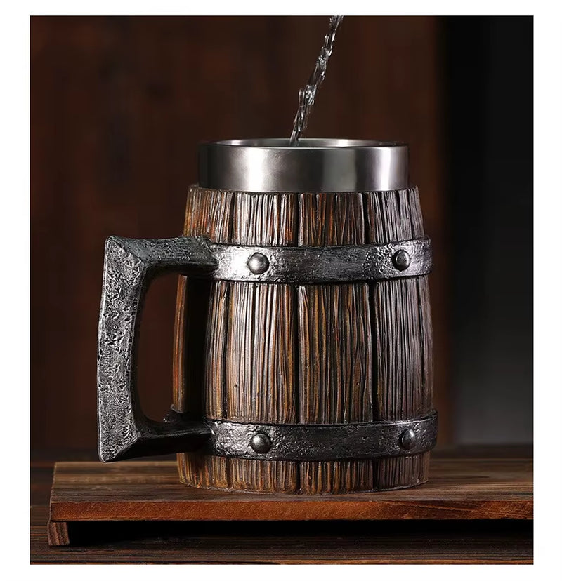 Oak Barrel Beer Mug with Stainless Steel Liner 21 oz – image 5